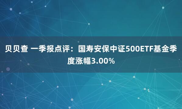 贝贝查 一季报点评：国寿安保中证500ETF基金季度涨幅3.00%